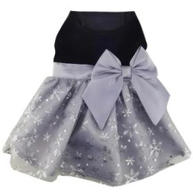 Black Velvet Dog Dress with Gray Snowflake Skirt (Option: X-Small)