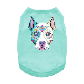 NEW - Sugar Skull Dog Shirt - Teal (Option: 3X-Large)