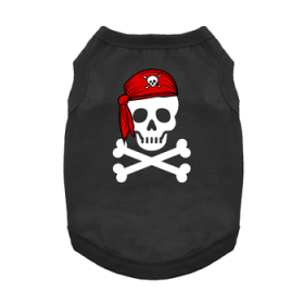 NEW - Pirate Skull with Red Bandana Dog Shirt - Jet Black (Option: 3X-Large)