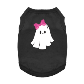 NEW - Cute Ghost with Bow Dog Shirt - Jet Black (Option: X-Small)