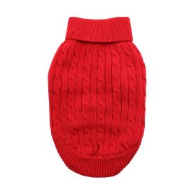 Dog Cable Knit 100% Cotton Sweater - Fiery Red (Option: 3X-Large)