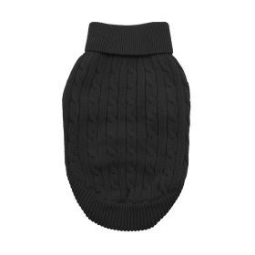 Dog Cable Knit 100% Cotton Sweater - Jet Black (Option: Small)
