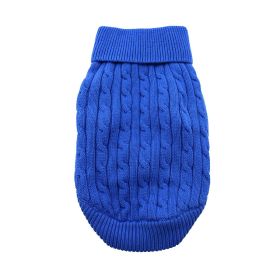 Dog Cable Knit 100% Cotton Sweater - Riverside Blue (Option: Medium)