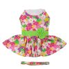 Pink Hawaiian Floral Dog Harness Dress